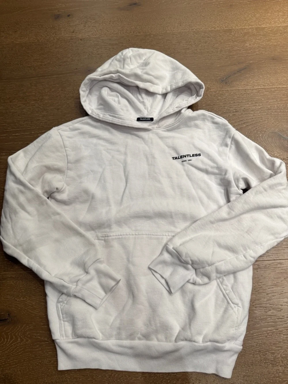 Talentless White Hoodie XS Oversized Logo Sweatshirt Pullover Streetwear Cozy - Picture 4 of 8